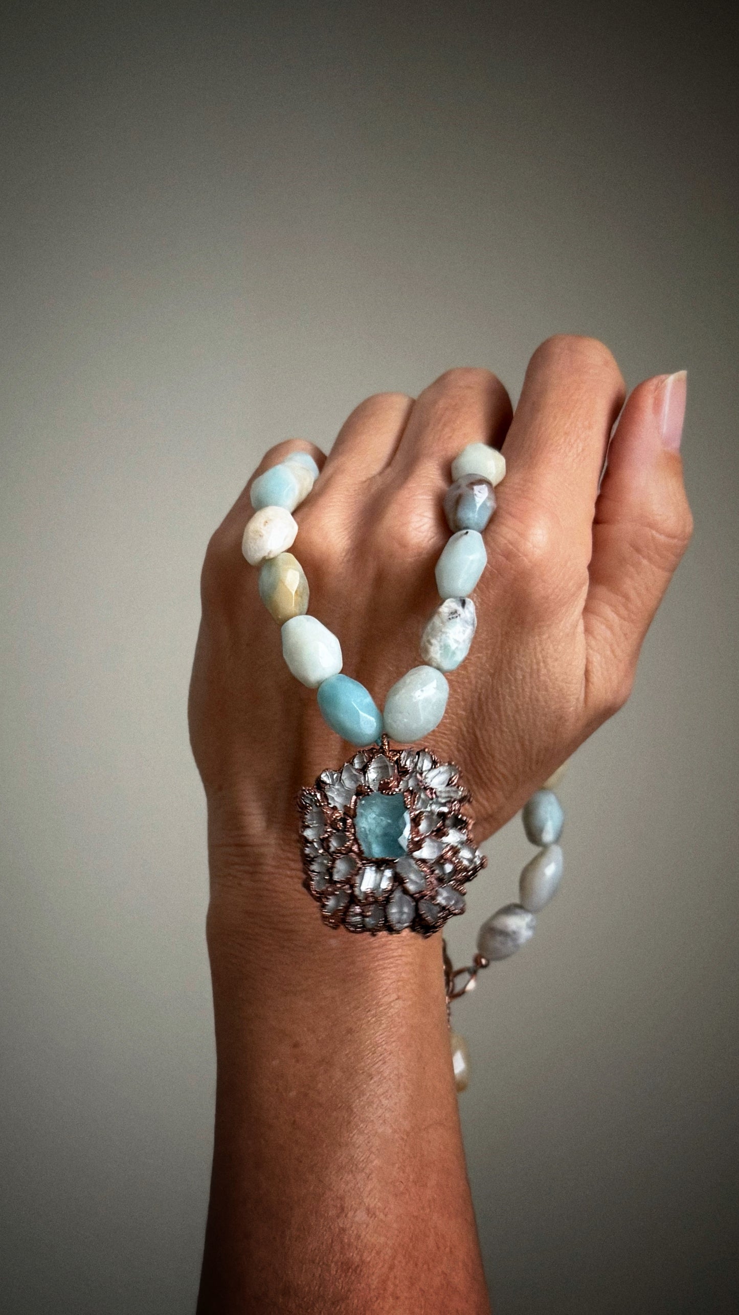 Amazonite necklace with precious pendant