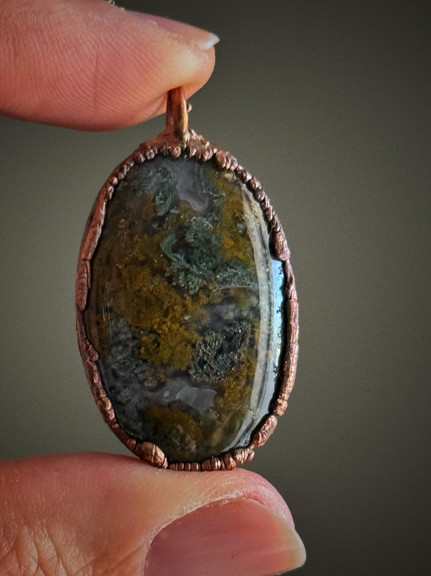 Oval Pendant with Moss Agate