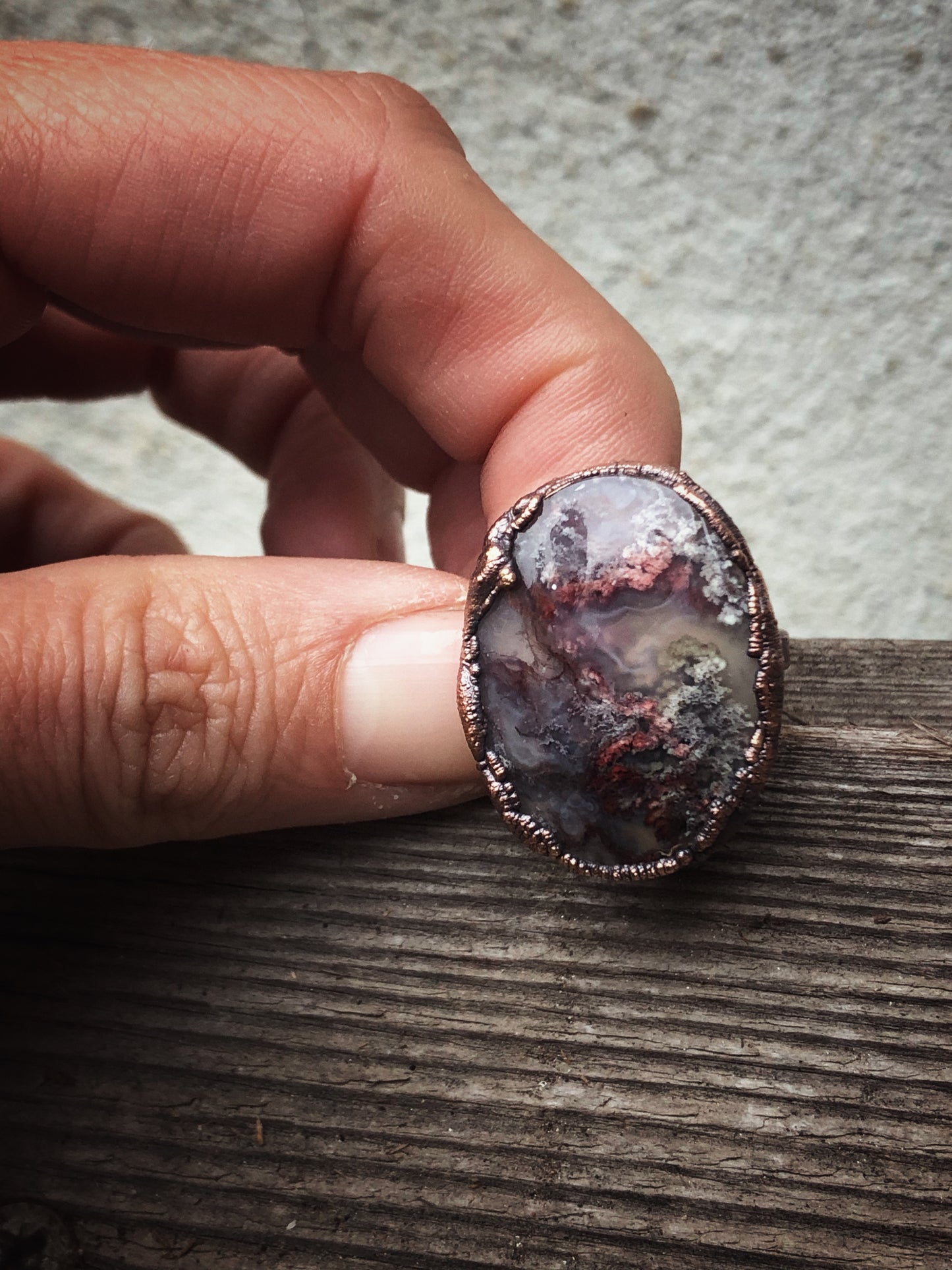 Anello con Agata Muschio mis.6