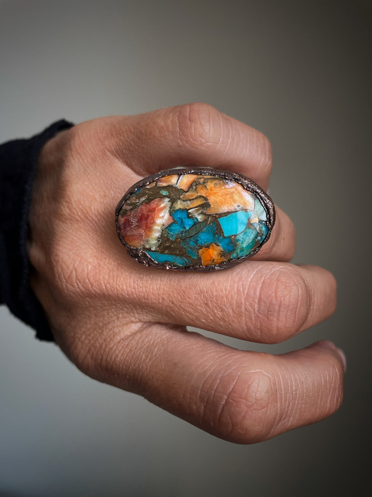 Copper ring with Mojave stone | US 6