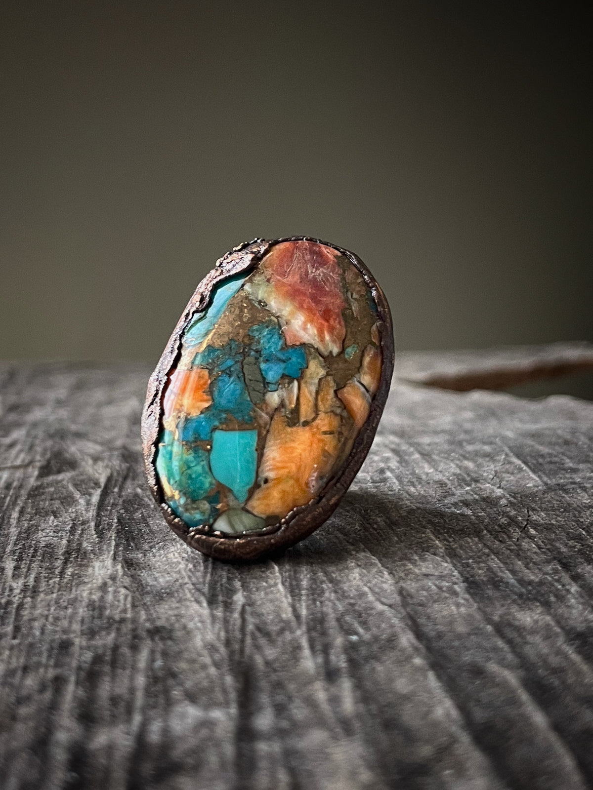 Copper ring with Mojave stone | US 6