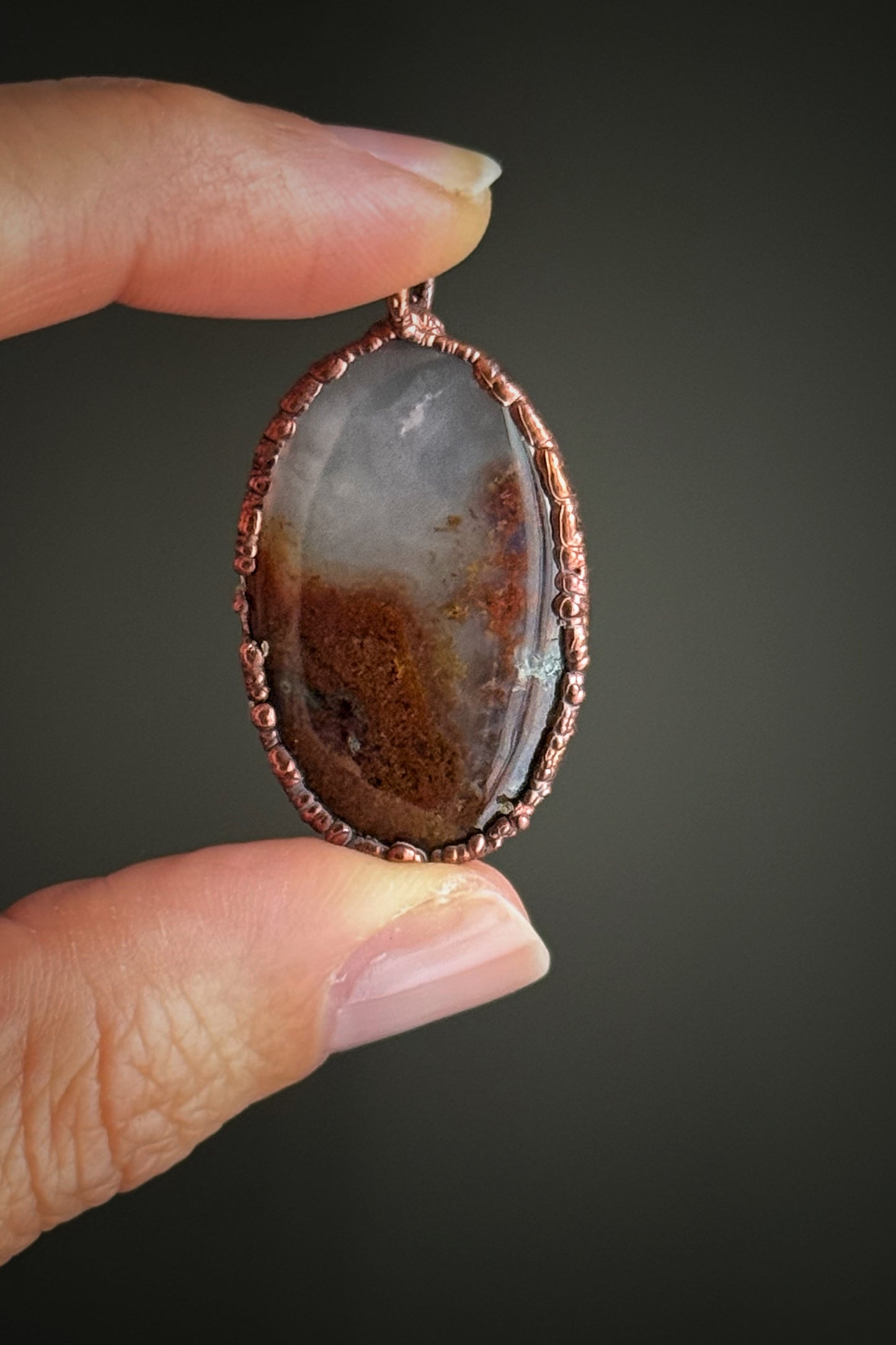 Ciondolo ovale con Agata Muschio 2