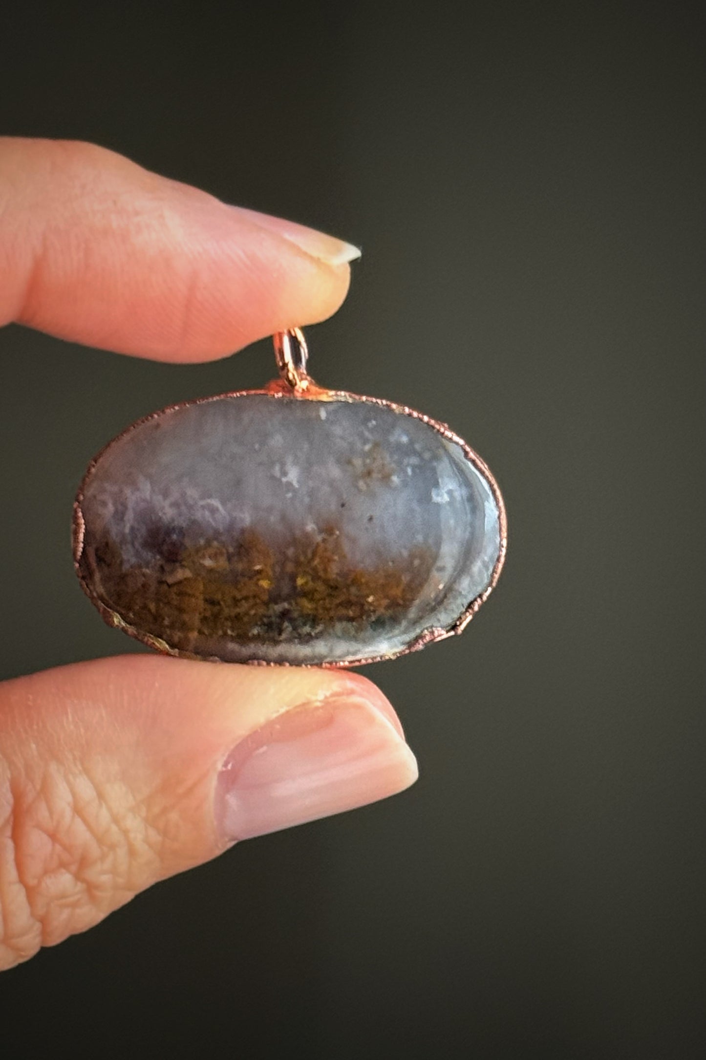 Ciondolo ovale con Agata Muschio 4
