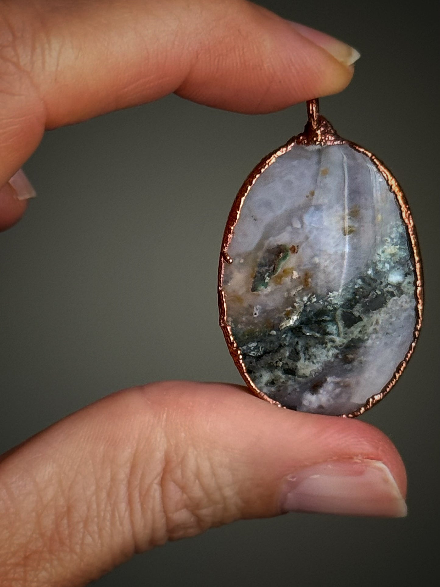 Ciondolo ovale con Agata Muschio 3