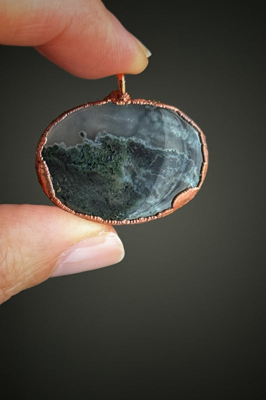 Ciondolo ovale con Agata Muschio 5