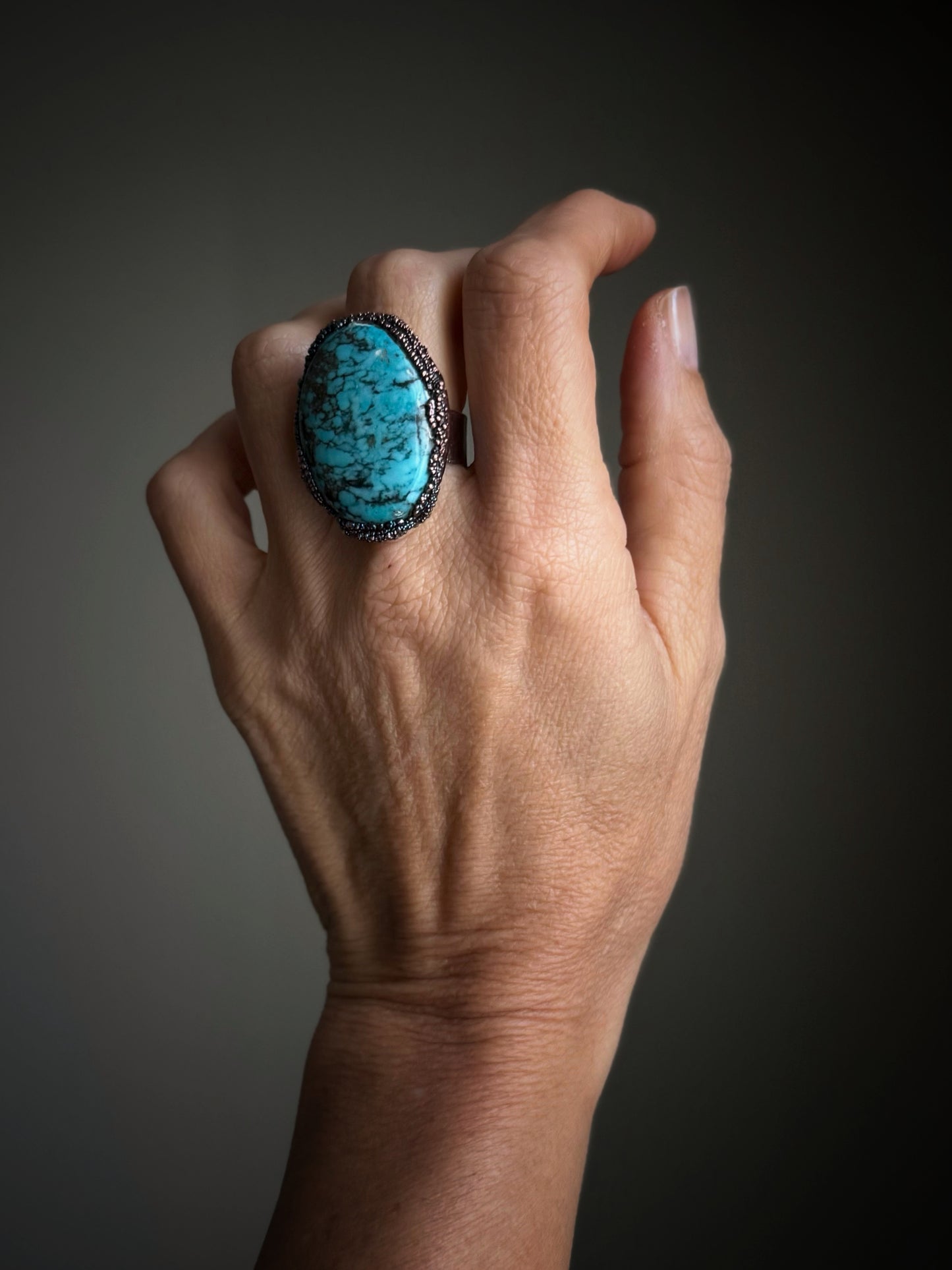 Anello in Rame brunito Turchese Arizona - Misura 7 US (17mm)