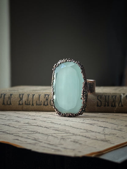 Copper Ring with Natural Chalcedony - more size available