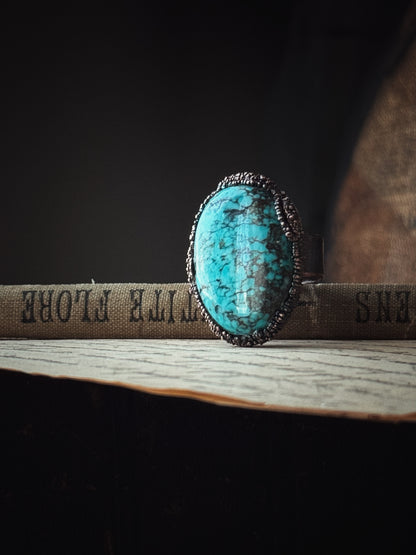 Arizona Turquoise Burnished Copper Ring - Size 7 US (17mm)