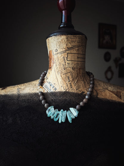 Necklace with Bronzite and Aura Quartz