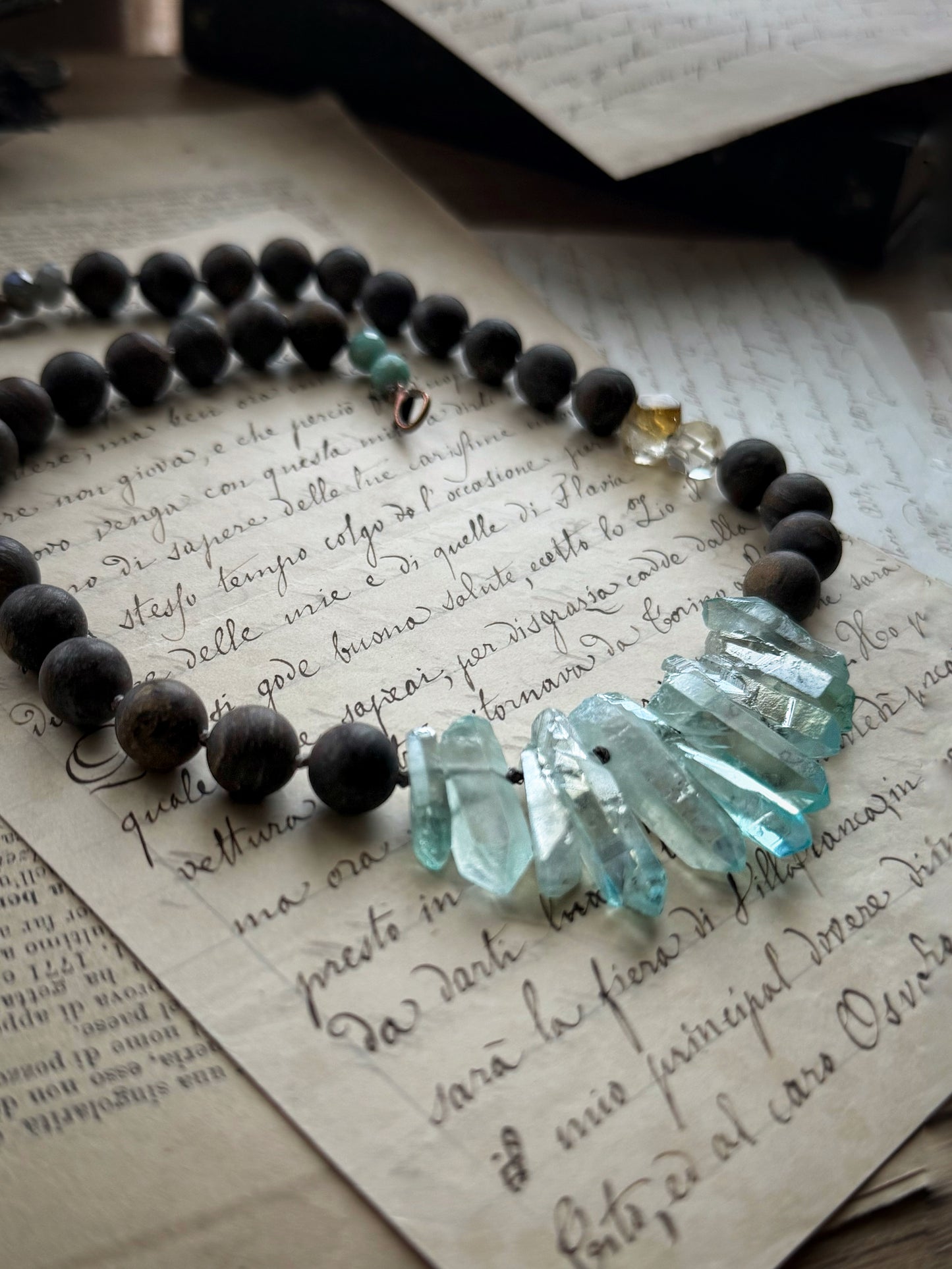 Collana con Bronzite e Quarzo Aura