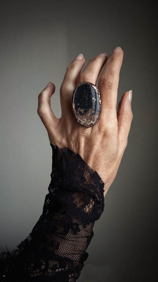 Anello con pietra Agata palm root mis.9