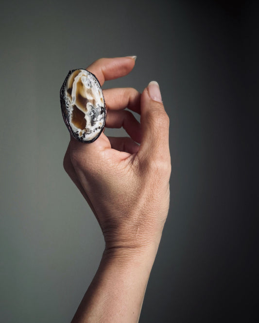 Anello con diaspro cavallo mis.10