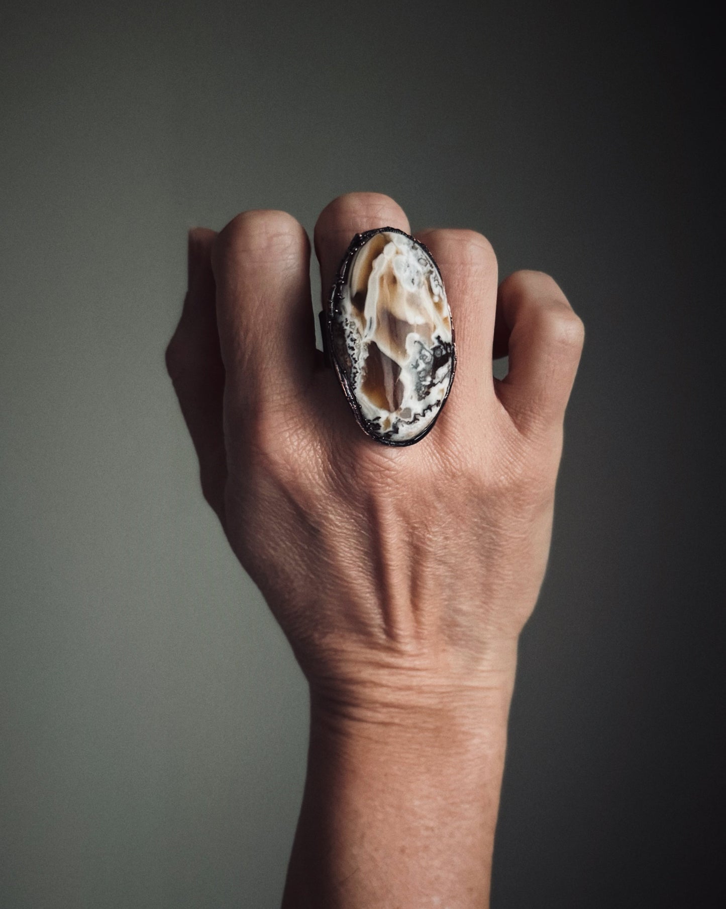 Anello con diaspro cavallo mis.10