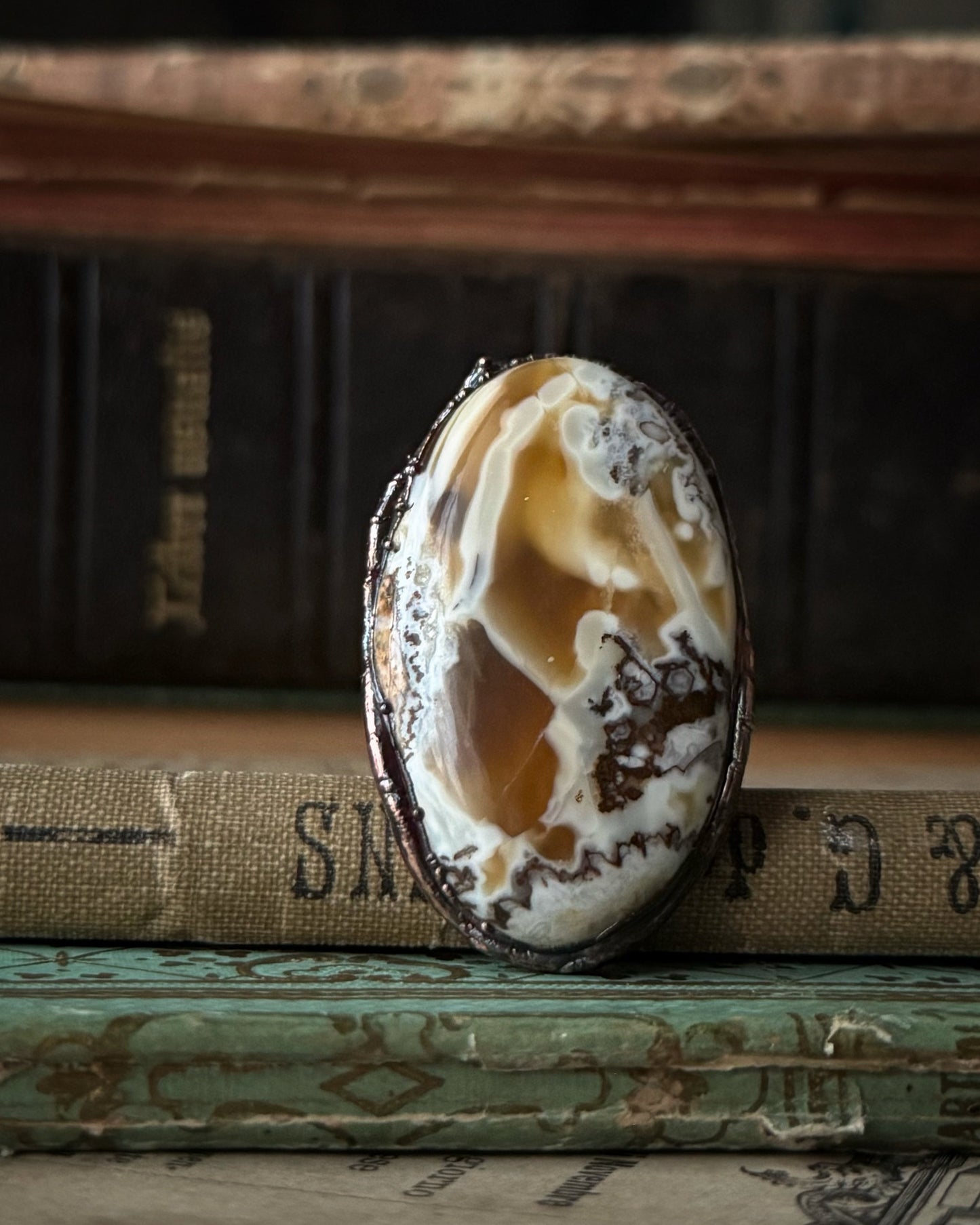 Anello con diaspro cavallo mis.10