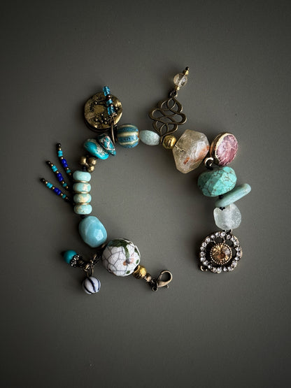 Bracelet with Blue Stones and Pendants - Model 06