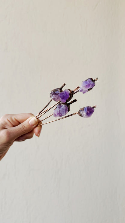 Hair clip Pin with amethyst stone