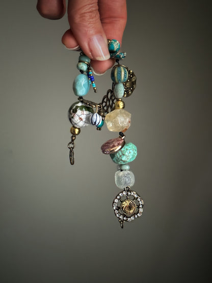 Bracelet with Blue Stones and Pendants - Model 06