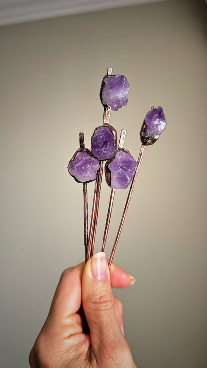 Hair clip Pin with amethyst stone