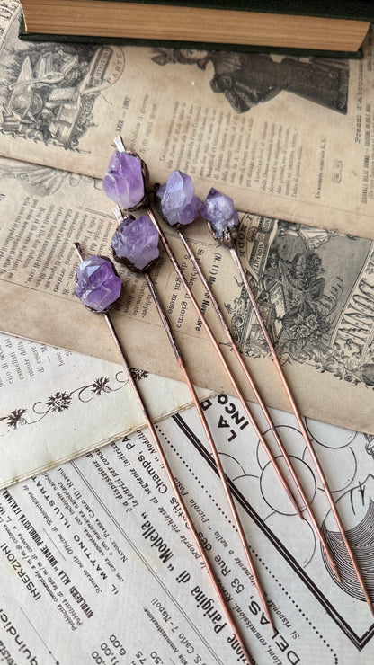 Hair clip Pin with amethyst stone