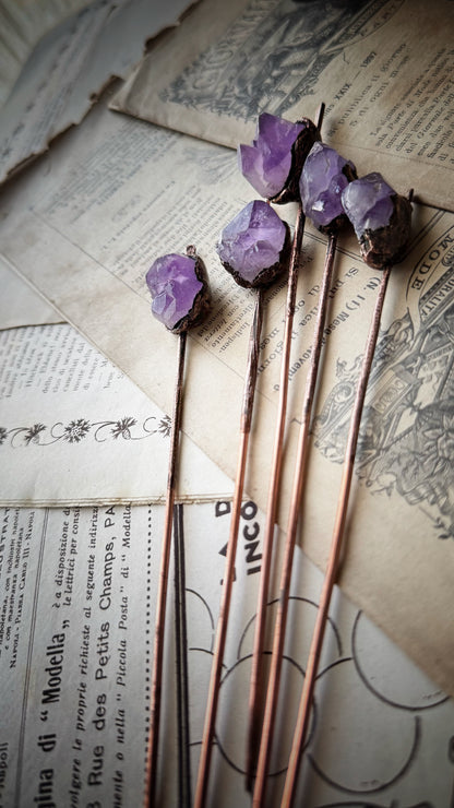 Hair clip Pin with amethyst stone