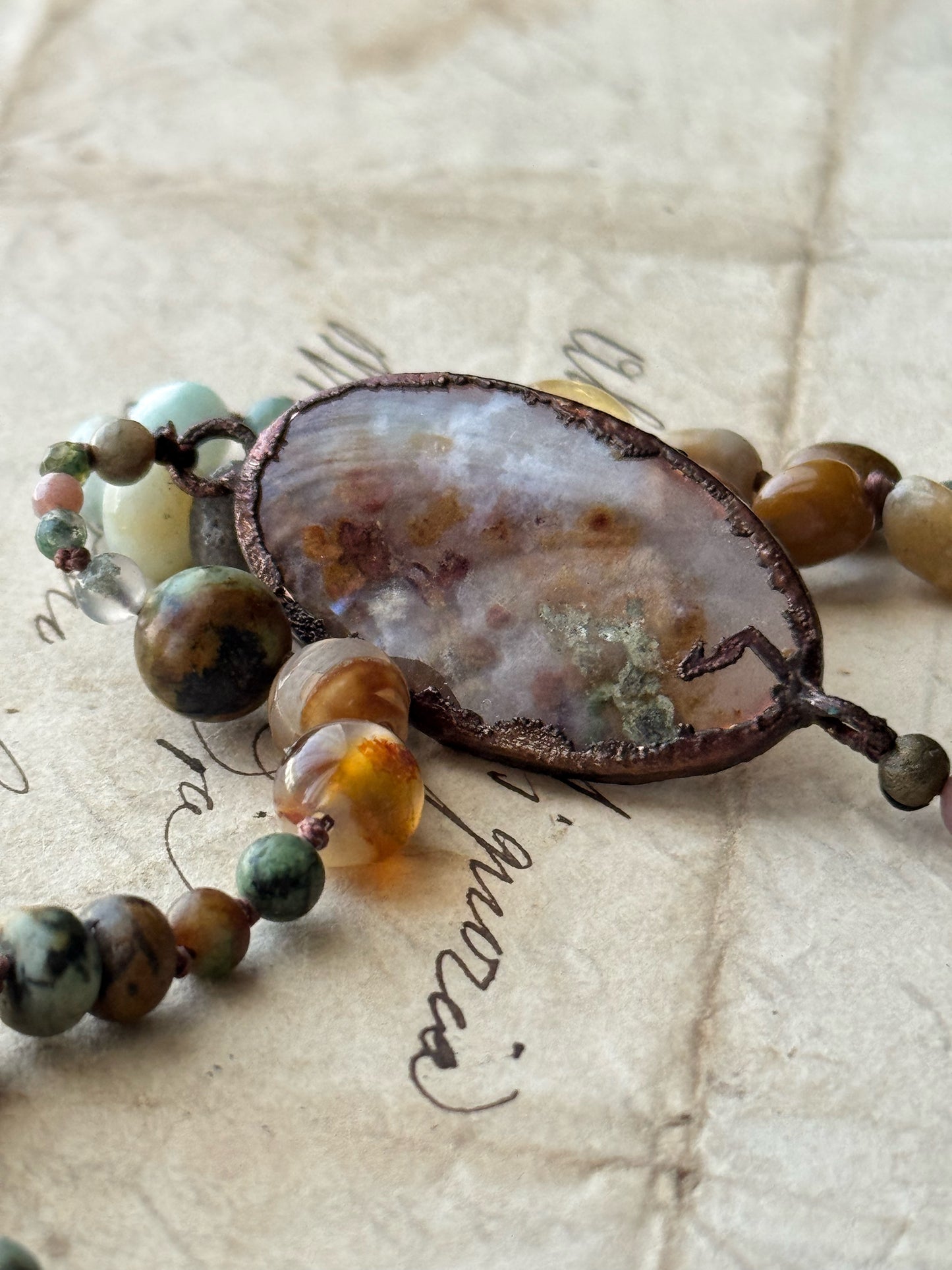 Necklace with mixed natural stones in earthy colors