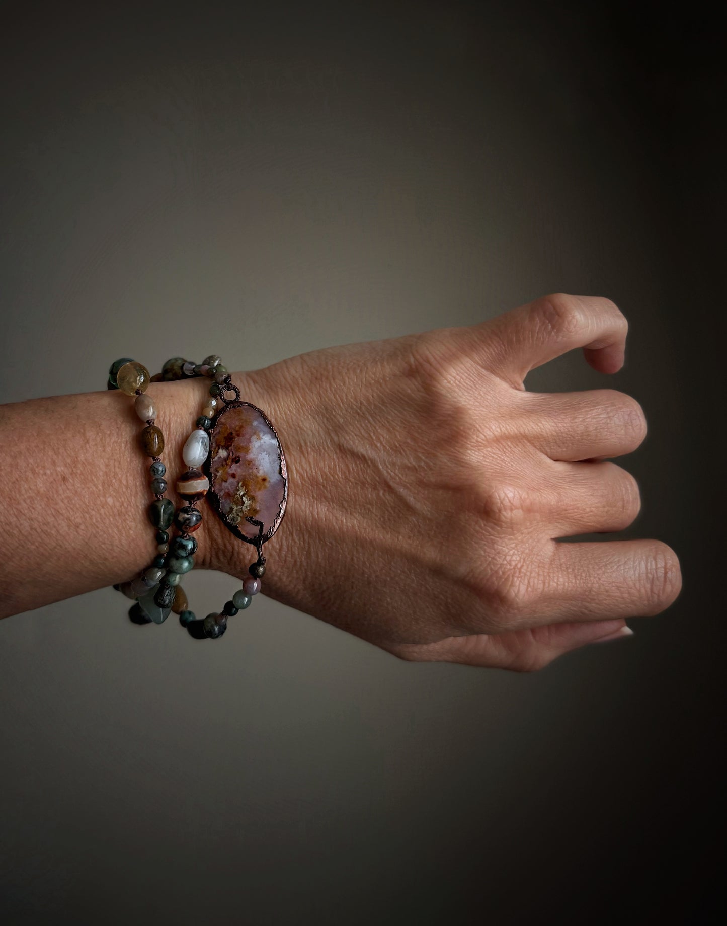 Necklace with mixed natural stones in earthy colors