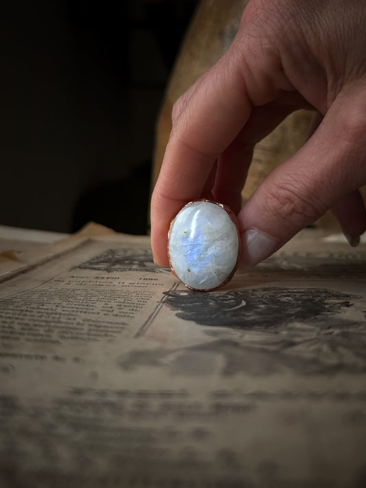 Anello in rame con Labradorite bianca mis.6 us