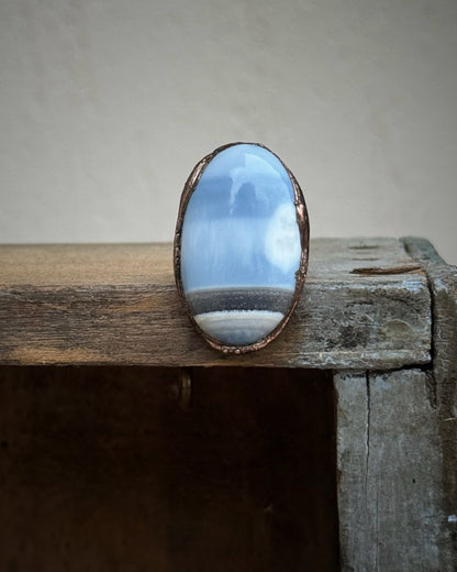 Ring with blue opal size 6