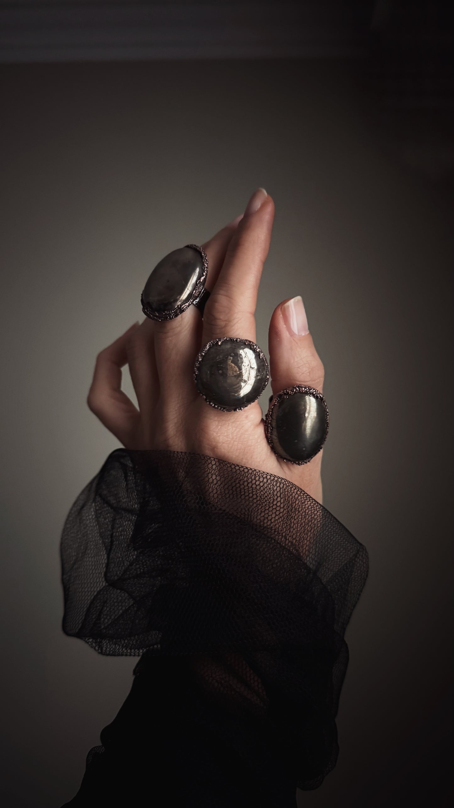 Collezione 3 Anelli Pirite - Misure 6, 8, 10 US