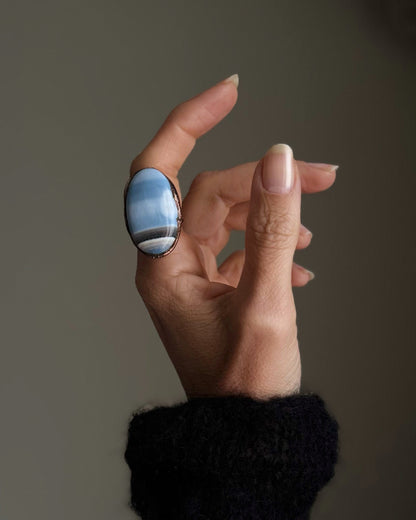 Ring with blue opal size 6
