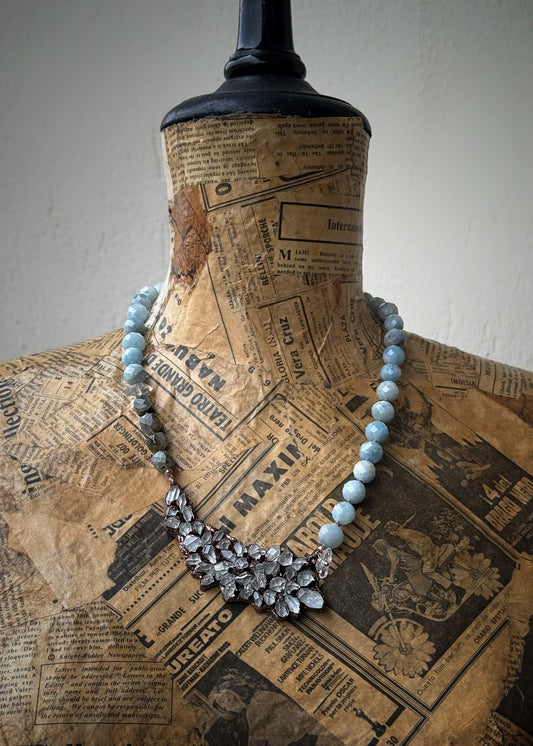 Collana Rame con Herkimer e Acquamarina - Pezzo Unico