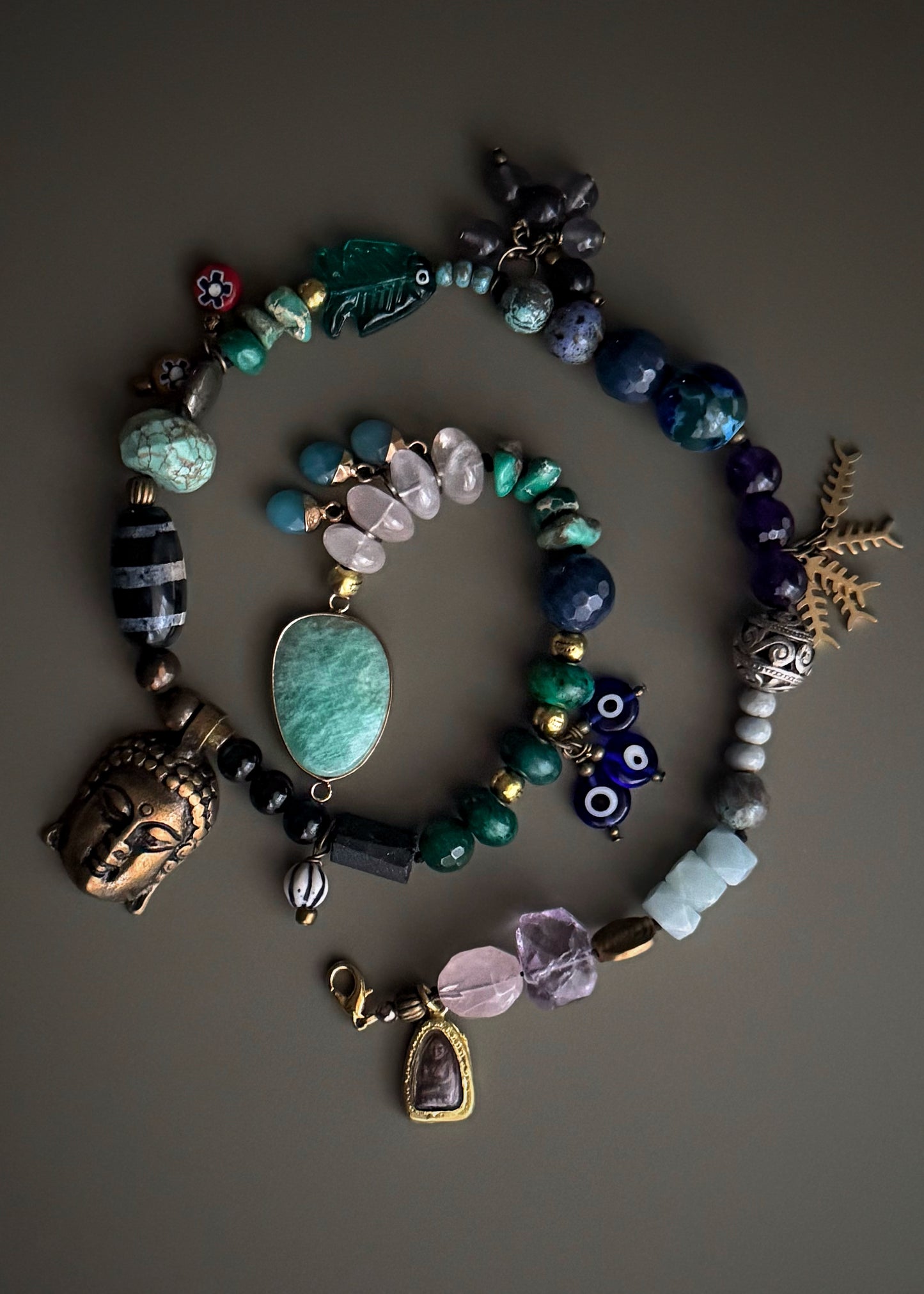 Multicolored Natural Stone Choker Necklace | Ebbijoux 03