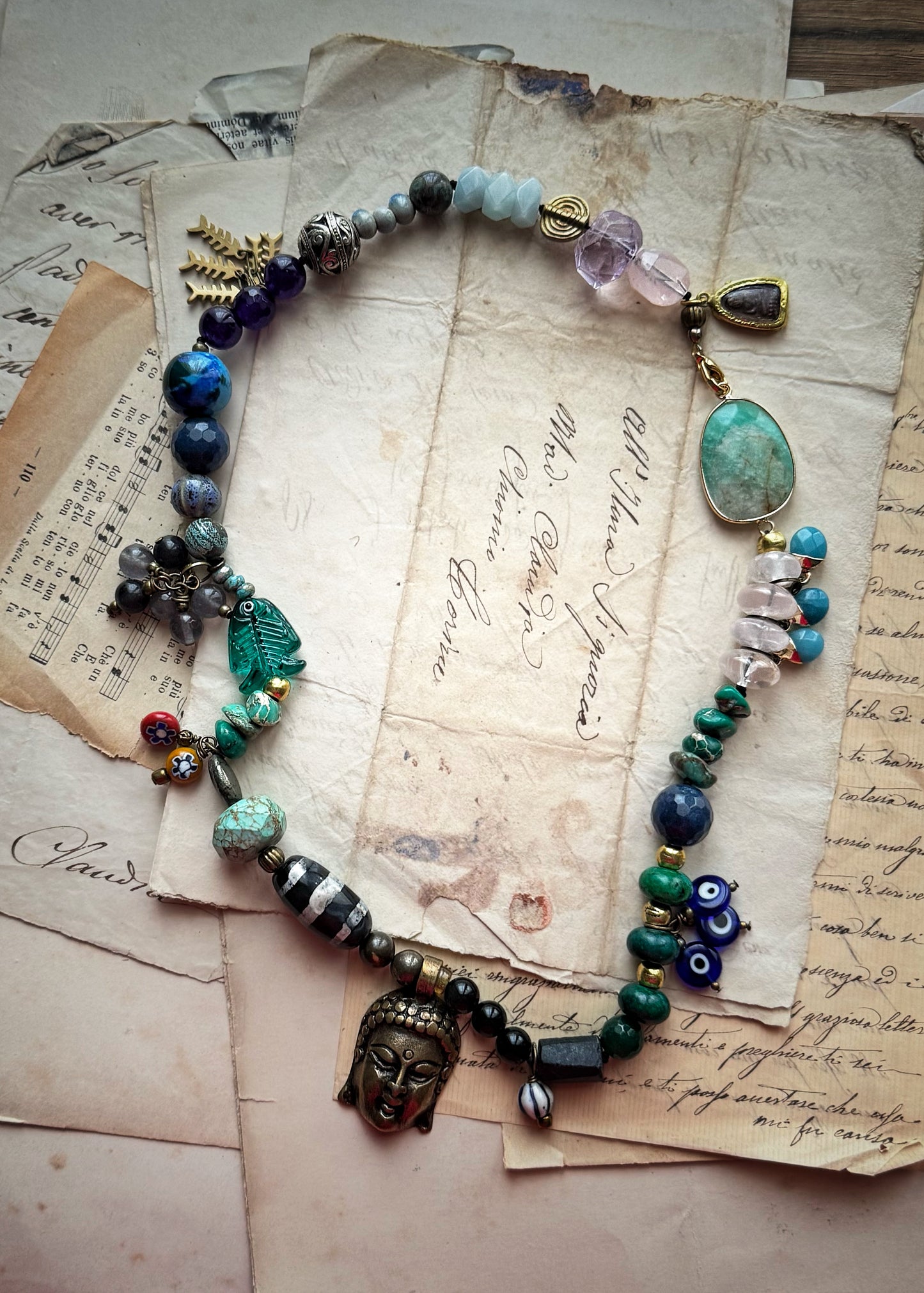 Multicolored Natural Stone Choker Necklace | Ebbijoux 03