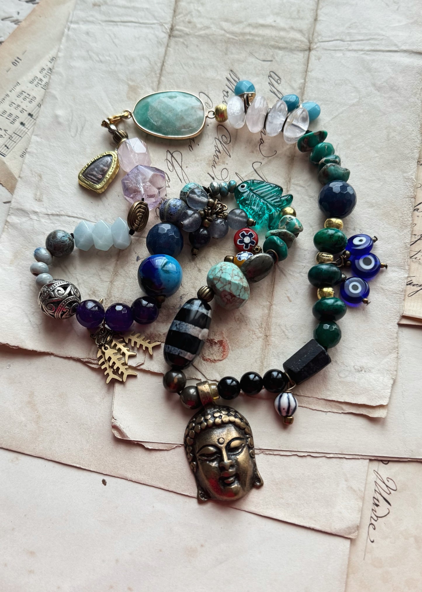 Multicolored Natural Stone Choker Necklace | Ebbijoux 03