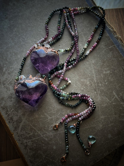 Collana Ex Voto con Ametista, Tormalina e Diamanti Herkimer - Mod.21B