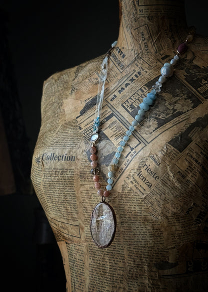 Himalayan Quartz Necklace with Antique Lace - One of a Kind
