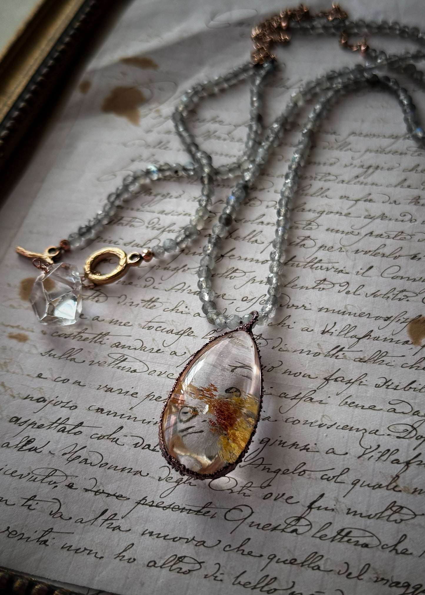 Collana Lunga Lodolite e Labradorite - Gioiello Artigianale unico
