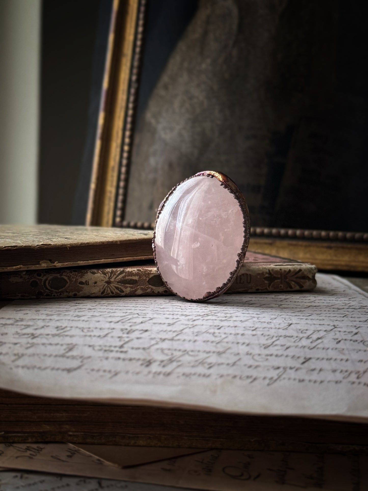 Anello con Quarzo rosa mis.8-9