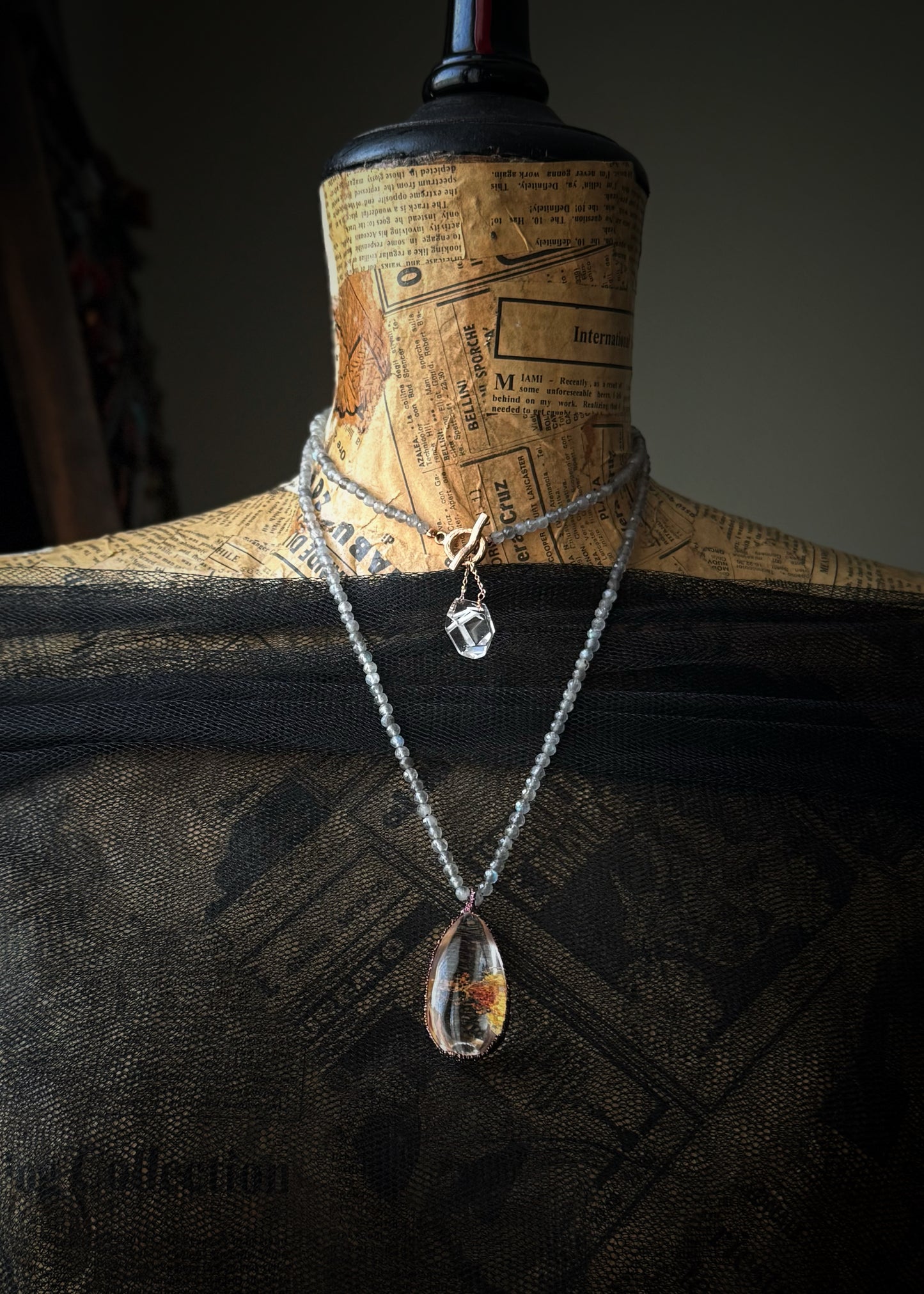 Collana Lunga Lodolite e Labradorite - Gioiello Artigianale unico