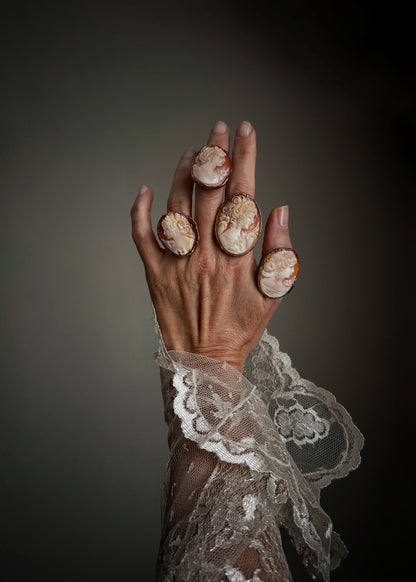 Ring with large antique cameo - sizes 6-8-9-10