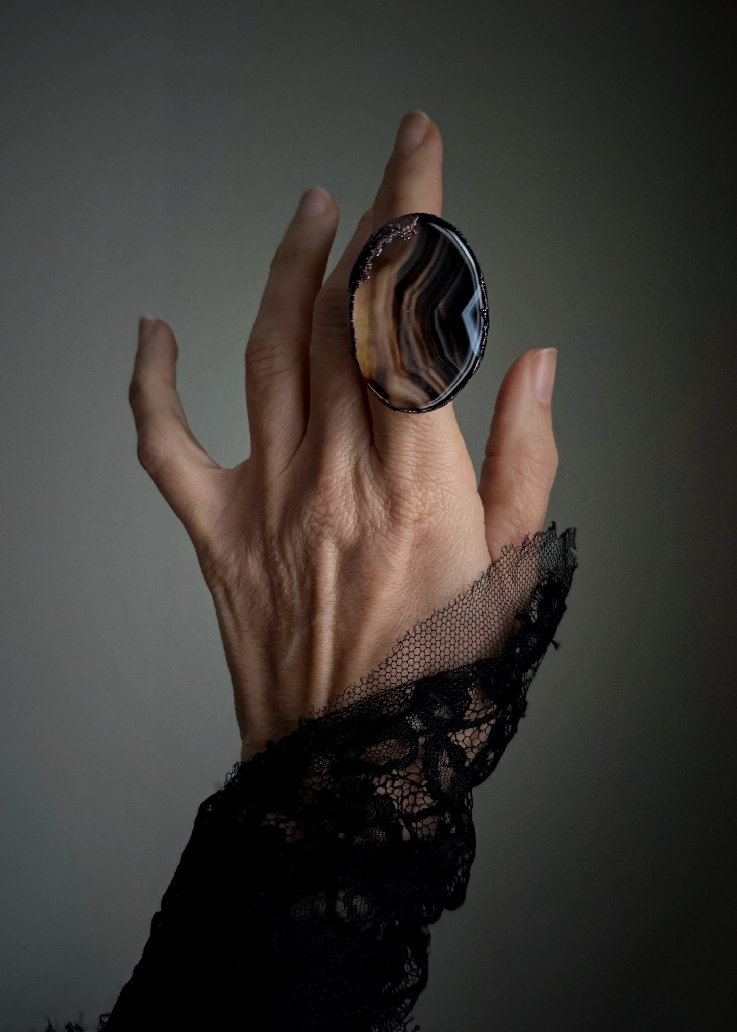 Anello in rame con Agata Botswana mis.10