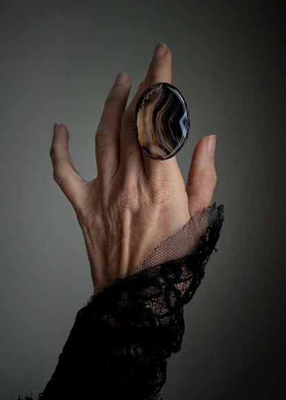 Copper ring with Botswana agate, size 10