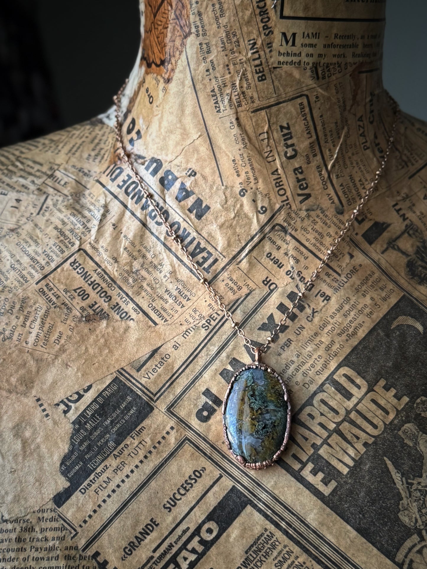 Oval Pendant with Moss Agate