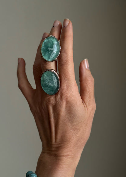 Oval Green Fluorite Ring -  different size available