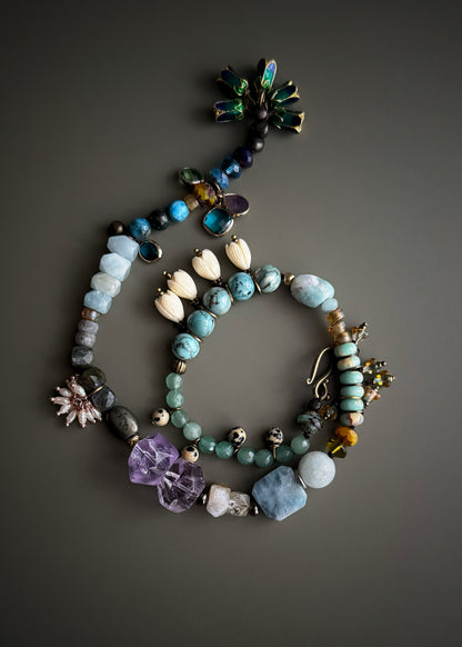 Choker necklace with pendants and mixed stones | Ebbijoux Mod.01