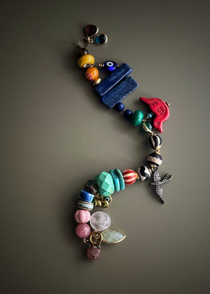 Colorful bracelet with mixed stones and charms - Model 19