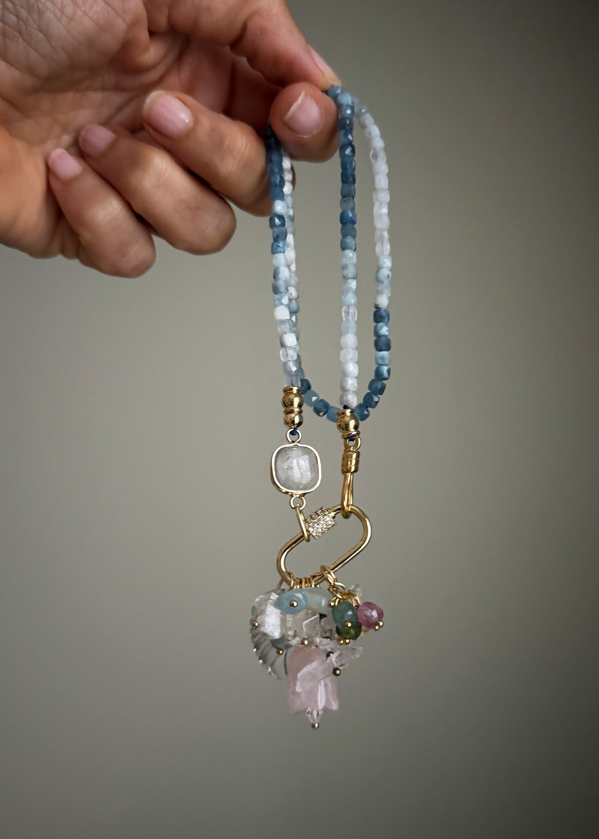 Girocollo componibile in acquamarina 49 cm, pezzo unico fatto a mano in Italia – Ebbijoux