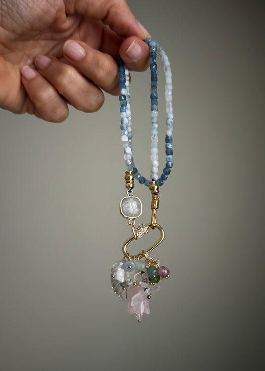 Girocollo componibile in acquamarina 49 cm, pezzo unico fatto a mano in Italia – Ebbijoux