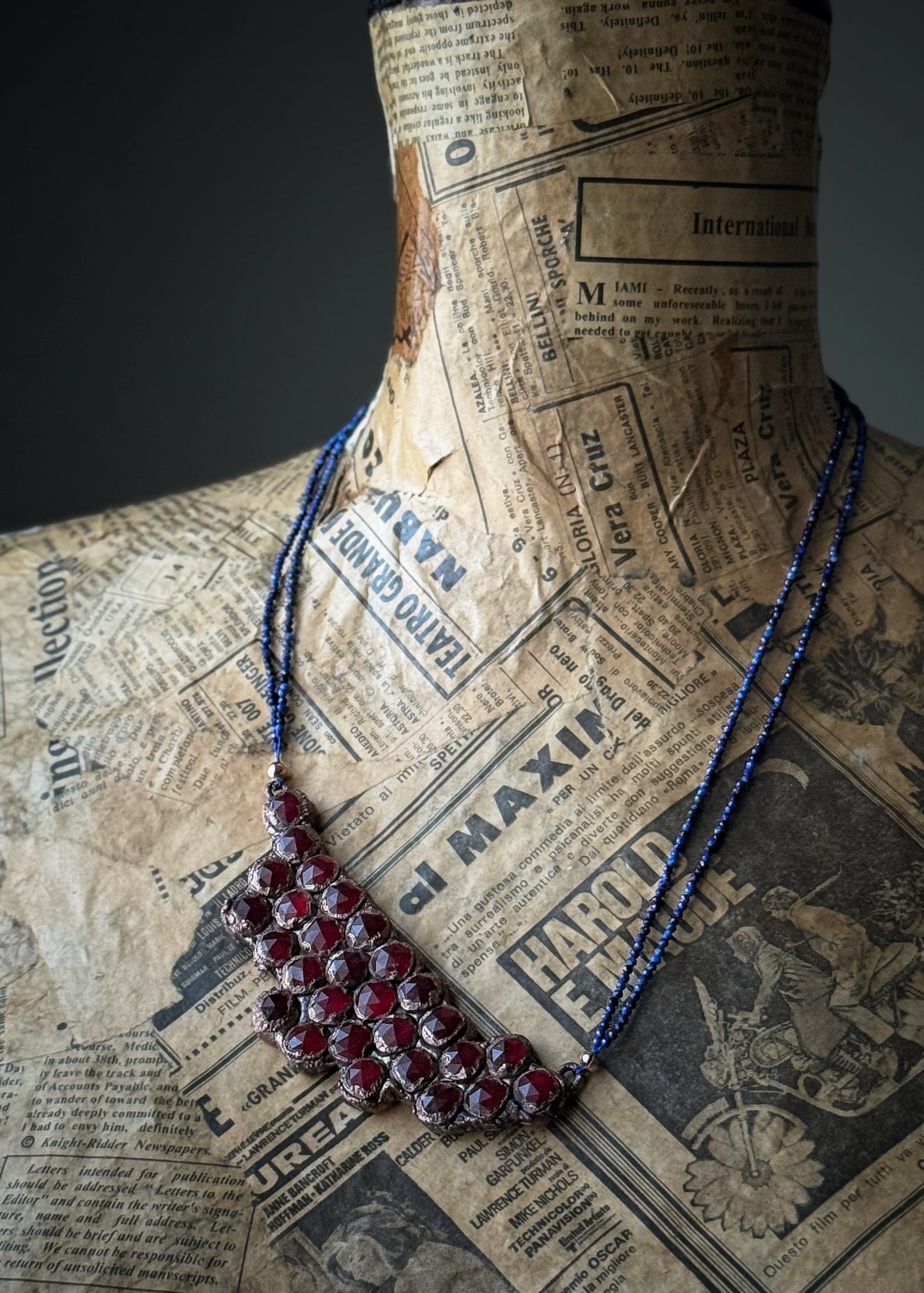 Lapis Lazuli Choker with Magenta Side Element