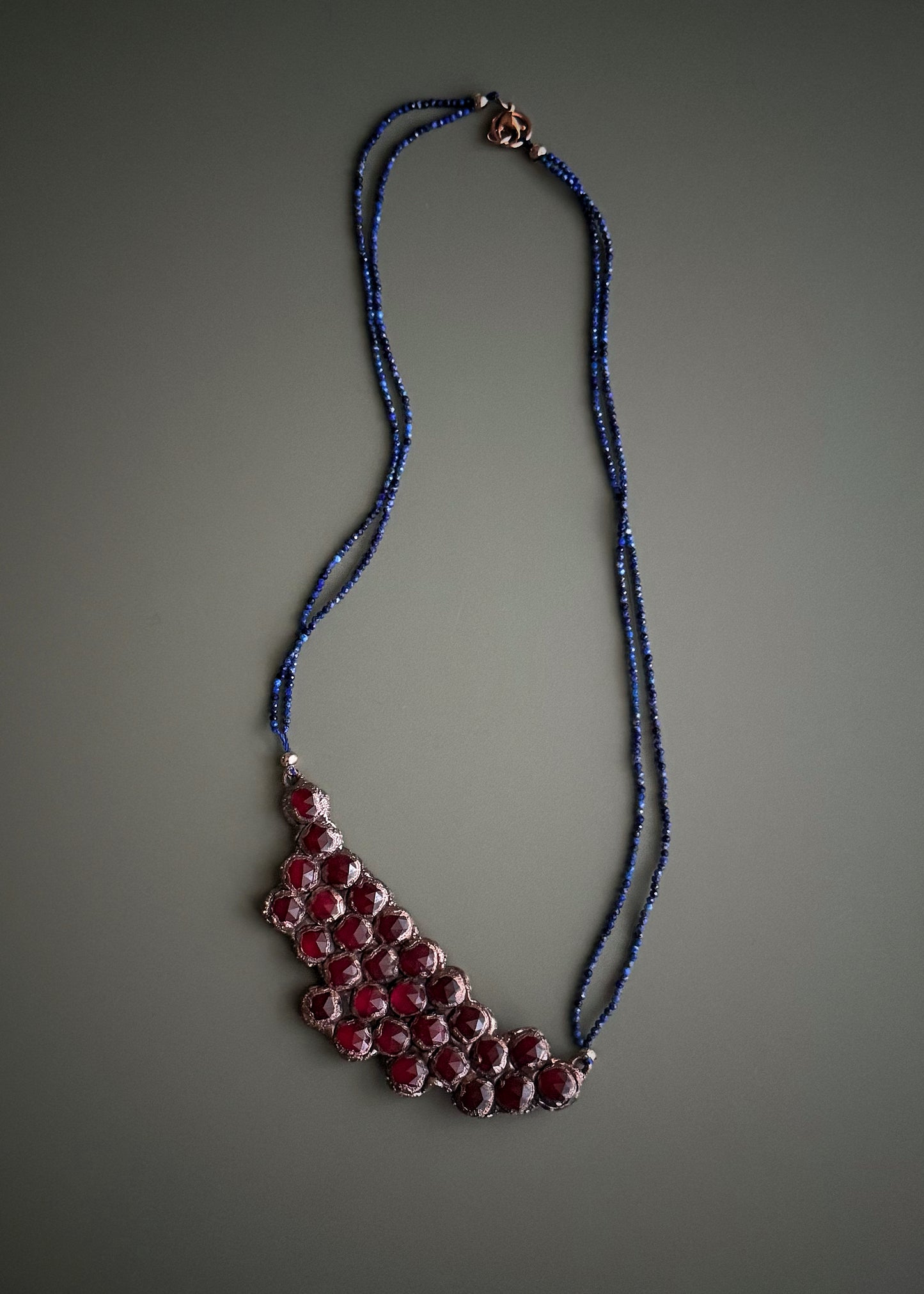 Lapis Lazuli Choker with Magenta Side Element